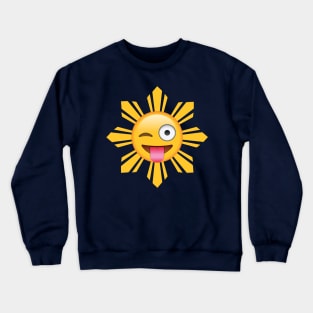 Philippines Sun Tongue Out Wink Emoji Crewneck Sweatshirt